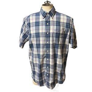 L.L. Bean Blue/Pink/White S/S Men's Button Down Shirt Size Large Tall